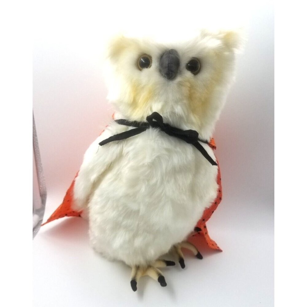Realistic White Stuffed Owl with Halloween Cape Hansa Toy International Vintage